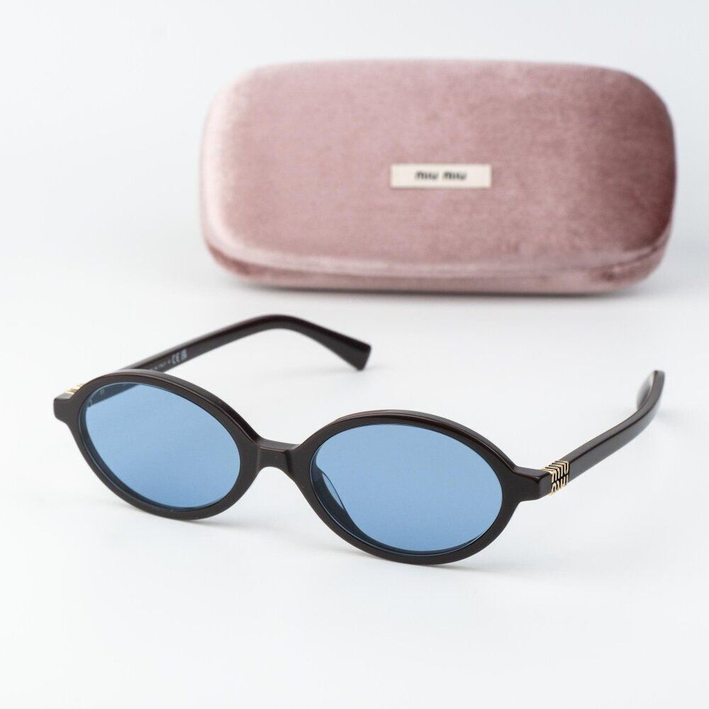 Miu Miu REGARD Women Sunglasses Moka Blue MU04ZS 22C60O NEW AUTHENTIC